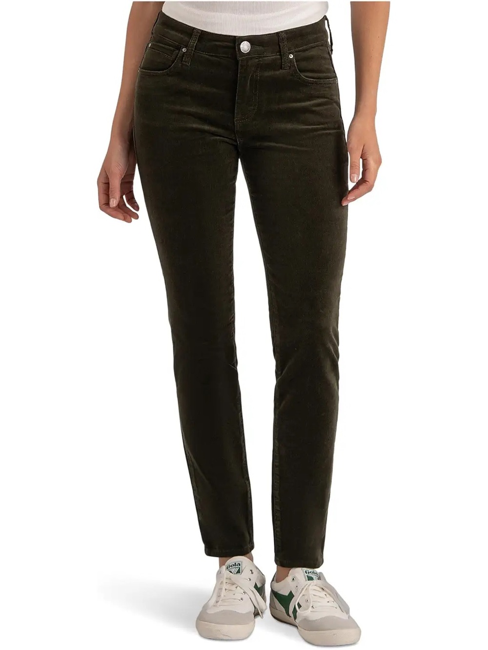 Kut from the Kloth Diana High Rise Fab Ab Skinny Corduroy Pants in Olive